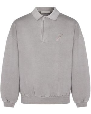 Fear Of God Logo Embroidered Classic Polo Sweatshirt - Grey