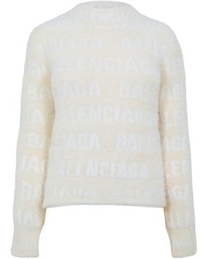 Balenciaga Long Sleeve Logo Jumper - White