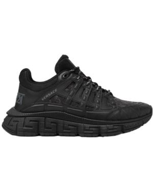 Versace Trigreca Barocco-Jacquard Lace-Up Trainers - Black