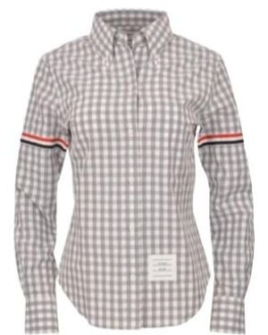 Thom Browne Classic Long Sleeved Gingham Check Poplin Shirt - White