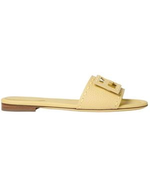 Fendi Ff Logo Slide Sandals - Metallic