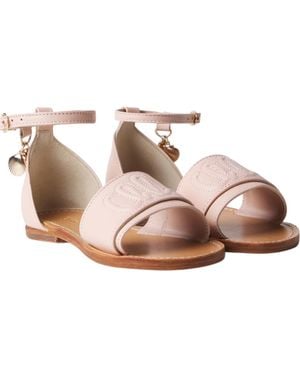 Chloé Logo Leather Sandals - Pink