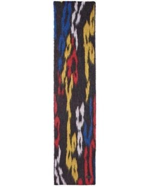 Saint Laurent Knitted-Swirling-Leopard-Scarf - White