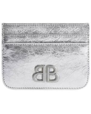 Balenciaga Monaco Card Holder Metallized - White