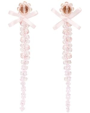 Simone Rocha Bow Crystal-Drop Earrings - White