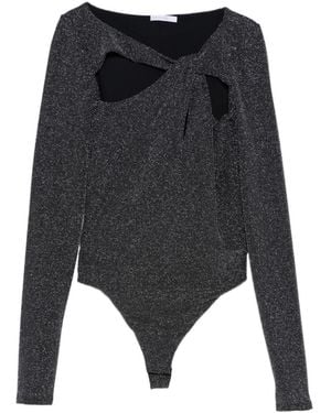 Patrizia Pepe Cut-Out Tight-Fitting Bodysuit - Black