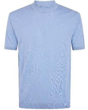 Roberto Collina Fine-Knit Mock-Neck T-Shirt - Blue