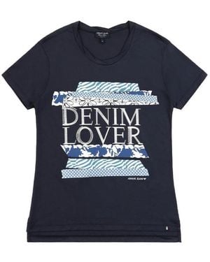 Armani Jeans Round-Necked Logo T-Shirt - Blue