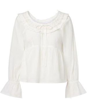 Posse Lace-Trimmed Cotton Blouse - White