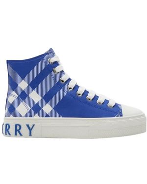 Burberry Check-Print High-Top Sneakers - Blue