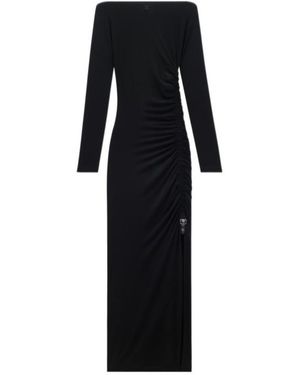 Courreges Gather Crepe Jersey Long Dress - Black