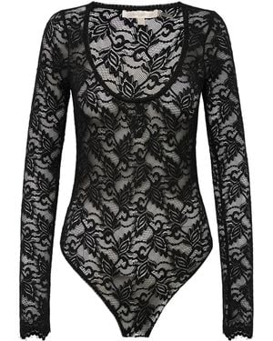 LoveShackFancy Jannie Lace Long-Sleeve Bodysuit - Black