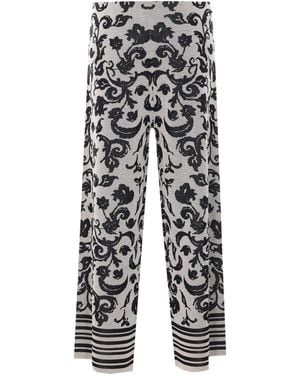 Liu Jo Floral Printed Wide Leg Pants - Gray