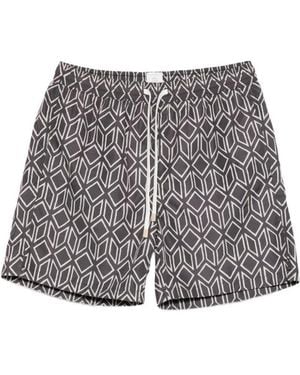 Eleventy Geometric Pattern Swim Trunks - Grey