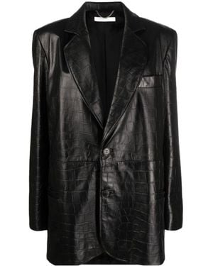 Alessandra Rich Crocodile-Effect Single-Breasted Blazer - Black