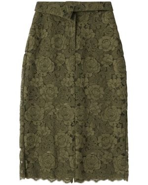 Simone Rocha Peeling Floral-Lace Midi Skirt - Green