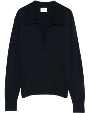 Closed Long-Sleeve Polo Top - Blue