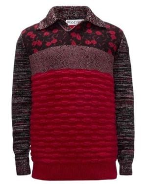 JW Anderson Multi-Texture Polo Shirt - Red