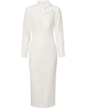 Roland Mouret Ramie And Silk Jacquard Cocktail Dress - White