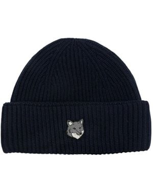 Maison Kitsuné Cappello Beanie Fox Head - Blue