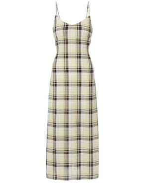 Proenza Schouler Evelyn Plaid Gauze Slip Dress - Metallic