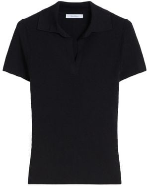 Max Mara Albero Short-Sleeved Ribbed Polo Shirt - Black