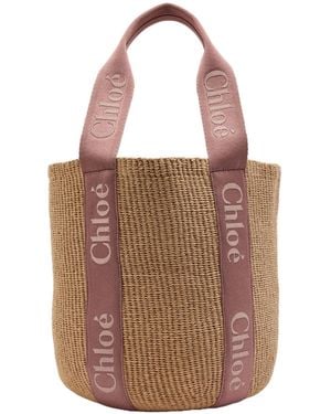 Chloé Handwoven Rattan Bag - Brown
