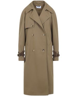 Moschino Belt Buckled Coat - Natural