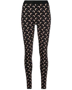 Marine Serre Crescent-Print Leggings - Black