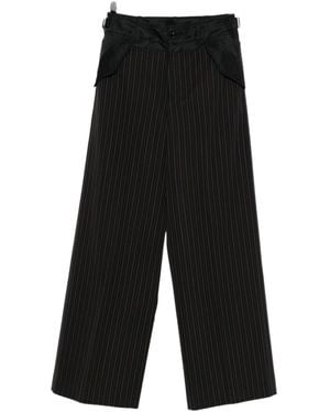 Sacai Striped Straight Leg Pants - Black