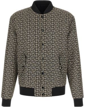 Balmain Monogram Reversible Bomber Jacket - Gray