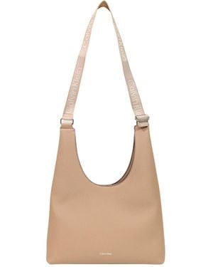 Calvin Klein Large Shoulder Bag With Adjustable Webbing - White