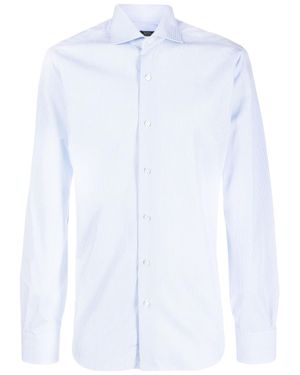 Barba Napoli Stripe-Print Spread-Collar Shirt - White