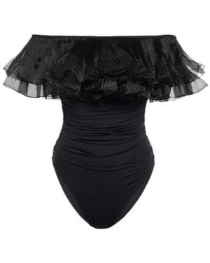 Giambattista Valli Ruffle-Trimmed Swimsuit - Black