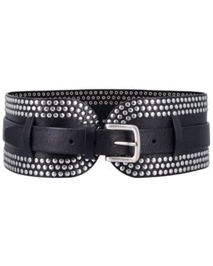 Golden Goose Studded Leather Belt - White