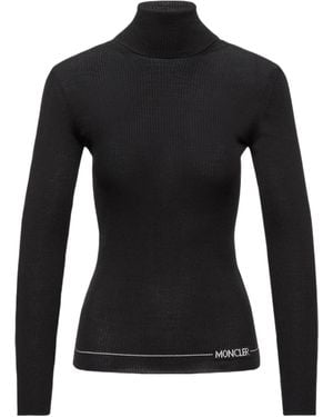 Moncler Turtleneck Long Sleeved Knitted Top - Black