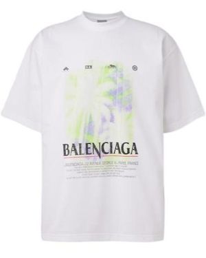 Balenciaga Printed Cotton Jersey T-Shirt - White