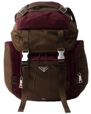 Prada Re-Nylon And Leather Backpack - Red