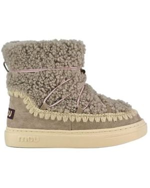 Mou Eskimo Lace-Up Ankle Boots - Natural