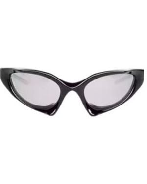 Balenciaga Simple Solid-Color Wrap-Around Frame Sunglasses - White