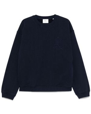 FRAME X Ritz Paris Embroidered Crewneck Sweatshirt - Blue
