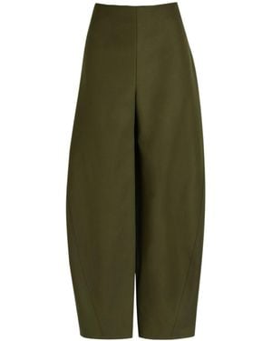 Alaïa Twisted Barrel-Leg Cotton Pants - Green