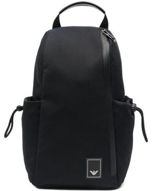 Emporio Armani Logo-Patch Backpack - Black