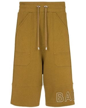 Balmain Logo-Print Shorts - Green