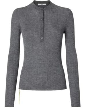 Fendi Melange Wool Ribbed Sweater - Gray