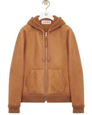 Loewe Hooded Reversible Leather Jacket - Natural
