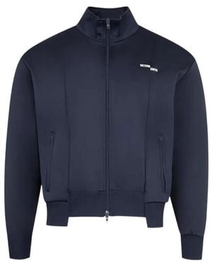 Vetements Long-Sleeved Zip-Up Sweatshirt - Blue