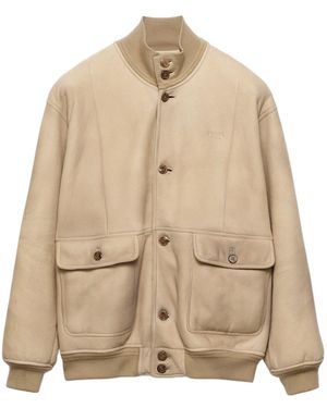 Prada Shearling Bomber Jacket - Natural