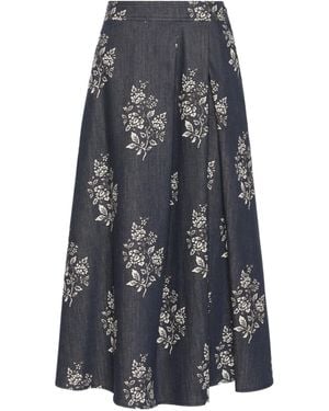 Weekend by Maxmara Pleated Print Midi Skirt - Gray