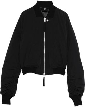 Thom Krom Zip-Up Ruched Bomber Jacket - Black